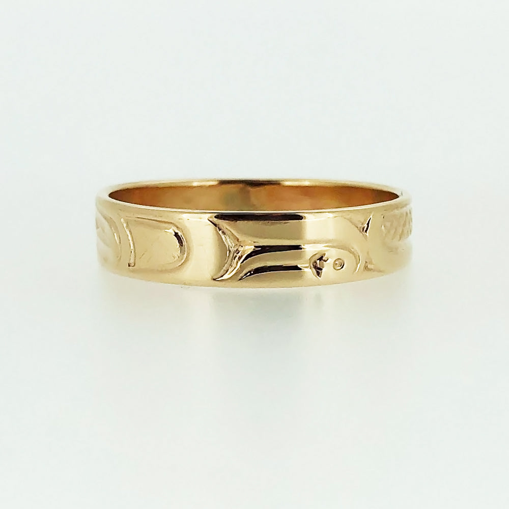 14K Yellow Gold Wolf Ring